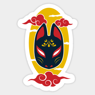 Japanese kitsune mask Sticker